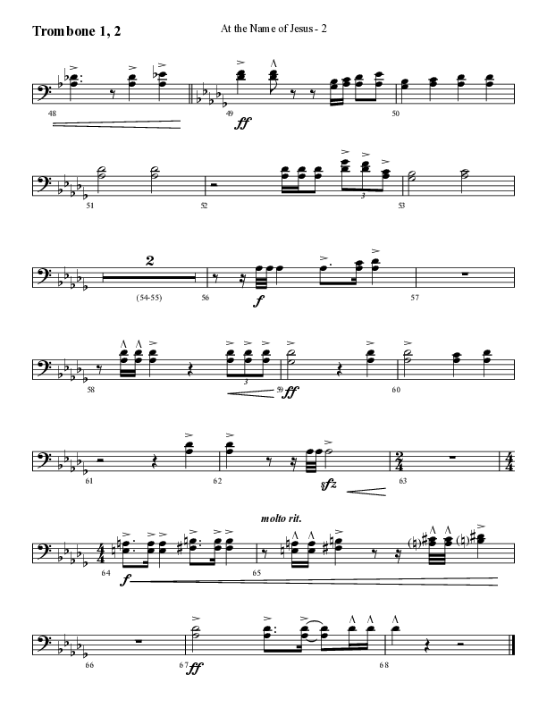 At The Name Of Jesus (Choral Anthem SATB) Trombone 1/2 (Lifeway Choral / Arr. Cliff Duren)