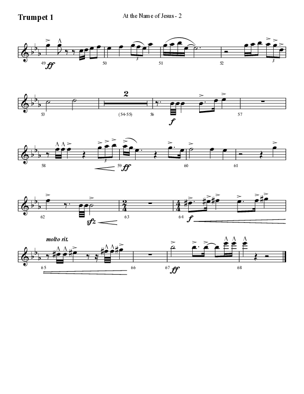 At The Name Of Jesus (Choral Anthem SATB) Trumpet 1 (Lifeway Choral / Arr. Cliff Duren)