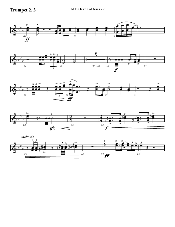 At The Name Of Jesus (Choral Anthem SATB) Trumpet 2/3 (Lifeway Choral / Arr. Cliff Duren)