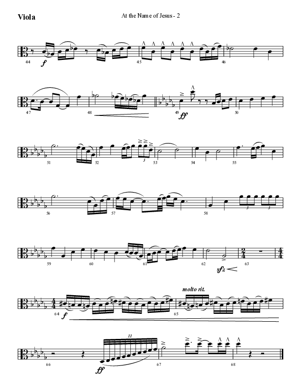 At The Name Of Jesus (Choral Anthem SATB) Viola (Lifeway Choral / Arr. Cliff Duren)