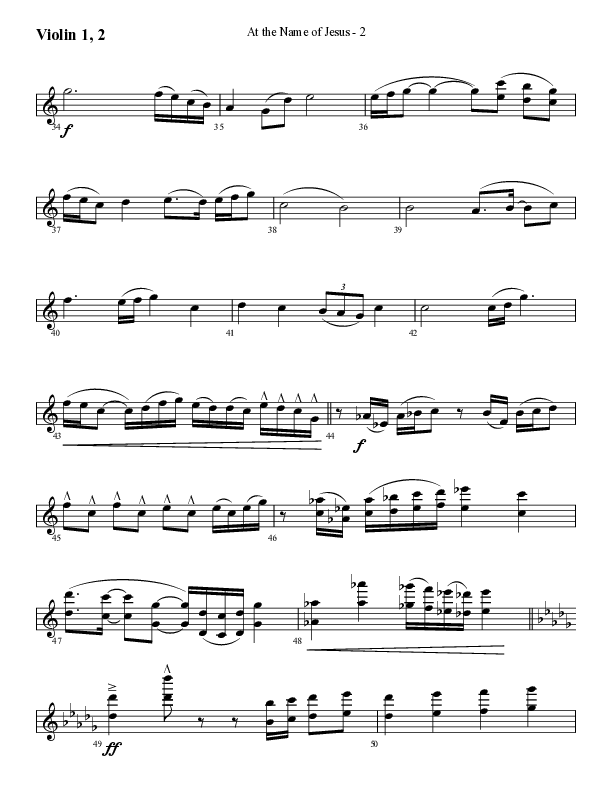 At The Name Of Jesus (Choral Anthem SATB) Violin 1/2 (Lifeway Choral / Arr. Cliff Duren)
