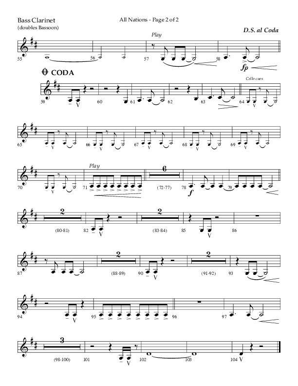All Nations (Choral Anthem SATB) Bass Clarinet (Lifeway Choral / Arr. Camp Kirkland)