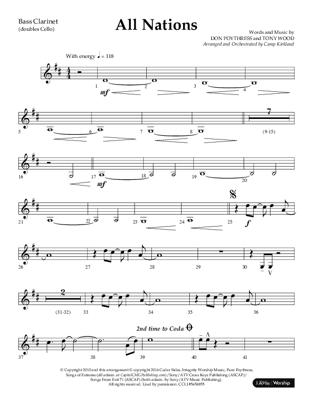 All Nations (Choral Anthem SATB) Bass Clarinet (Lifeway Choral / Arr. Camp Kirkland)