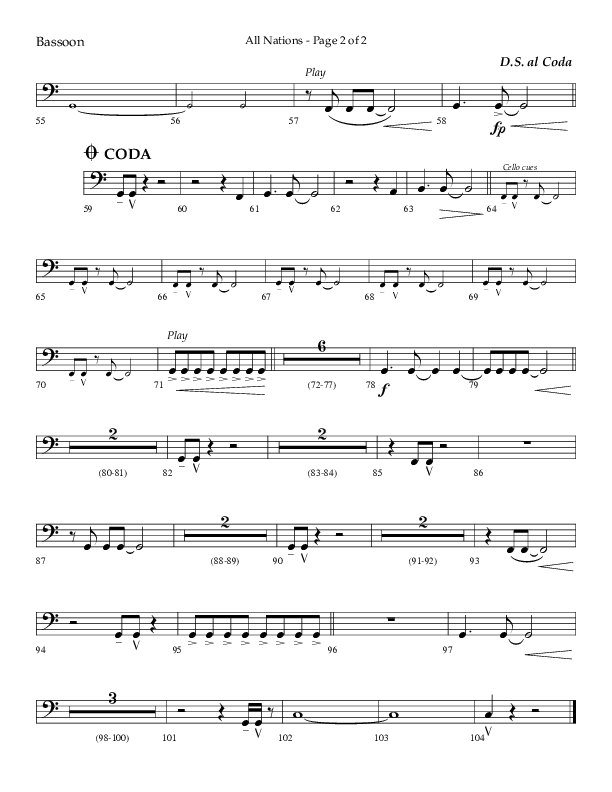 All Nations (Choral Anthem SATB) Bassoon (Lifeway Choral / Arr. Camp Kirkland)