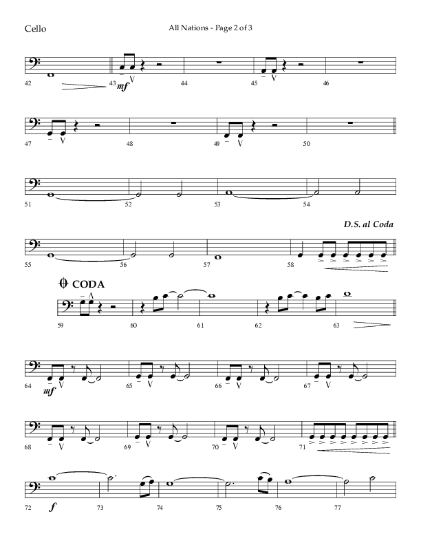 All Nations (Choral Anthem SATB) Cello (Lifeway Choral / Arr. Camp Kirkland)