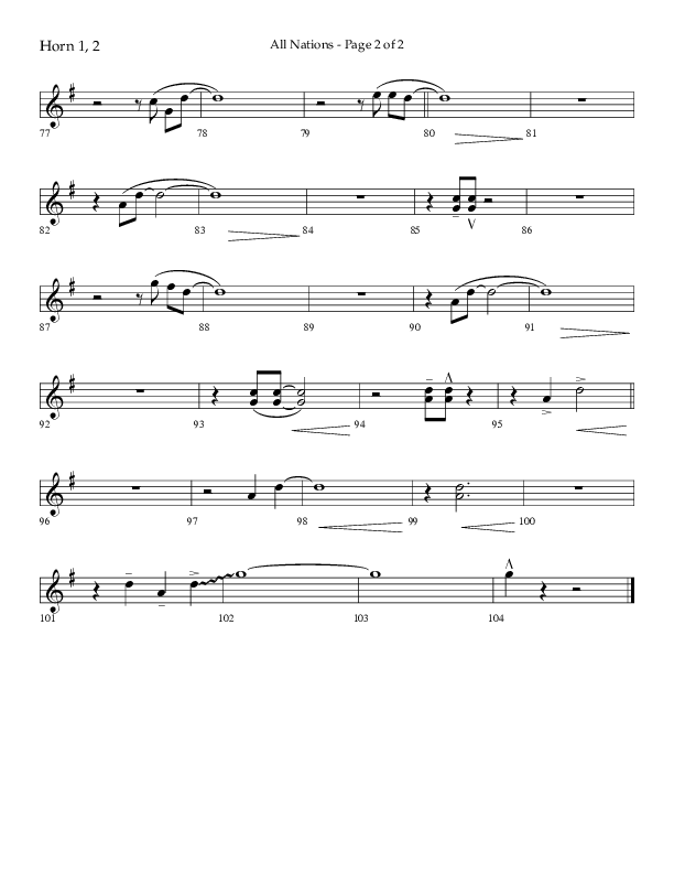 All Nations (Choral Anthem SATB) French Horn 1/2 (Lifeway Choral / Arr. Camp Kirkland)