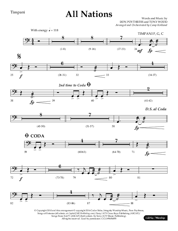 All Nations (Choral Anthem SATB) Timpani (Lifeway Choral / Arr. Camp Kirkland)