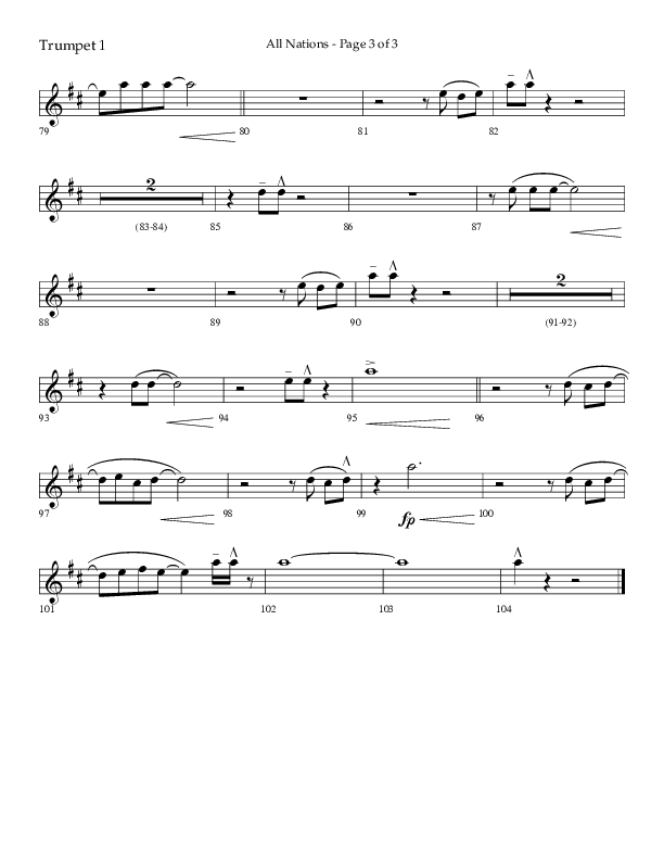 All Nations (Choral Anthem SATB) Trumpet 1 (Lifeway Choral / Arr. Camp Kirkland)