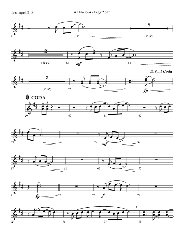 All Nations (Choral Anthem SATB) Trumpet 2/3 (Lifeway Choral / Arr. Camp Kirkland)