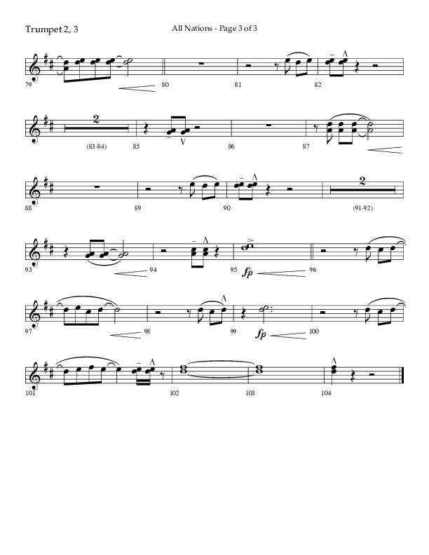 All Nations (Choral Anthem SATB) Trumpet 2/3 (Lifeway Choral / Arr. Camp Kirkland)