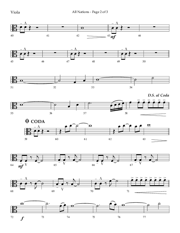 All Nations (Choral Anthem SATB) Viola (Lifeway Choral / Arr. Camp Kirkland)