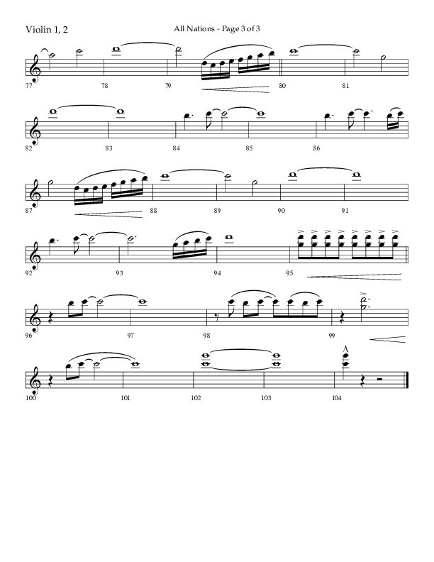 All Nations (Choral Anthem SATB) Violin 1/2 (Lifeway Choral / Arr. Camp Kirkland)