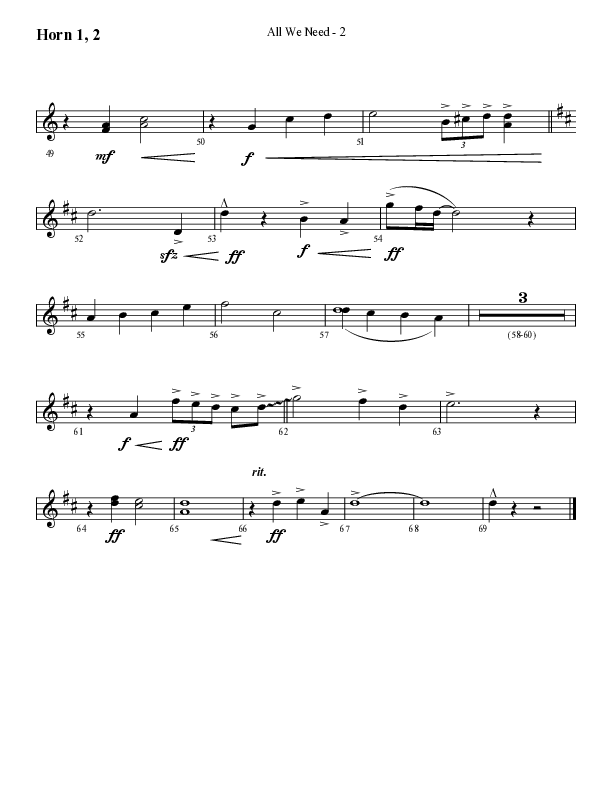 All We Need with Turn Your Eyes Upon Jesus (Choral Anthem SATB) French Horn 1/2 (Lifeway Choral / Arr. Cliff Duren)