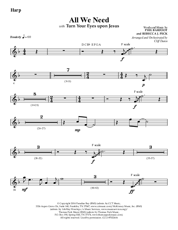All We Need with Turn Your Eyes Upon Jesus (Choral Anthem SATB) Harp (Lifeway Choral / Arr. Cliff Duren)