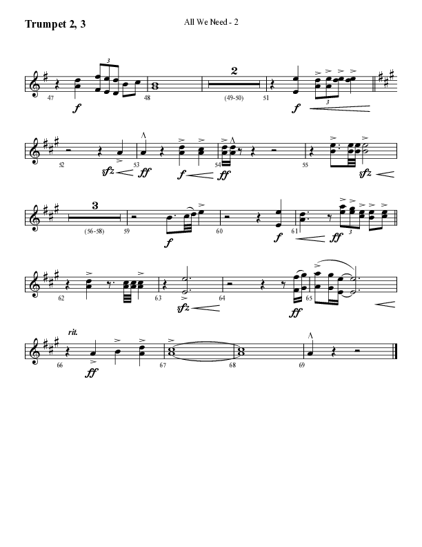 All We Need with Turn Your Eyes Upon Jesus (Choral Anthem SATB) Trumpet 2/3 (Lifeway Choral / Arr. Cliff Duren)