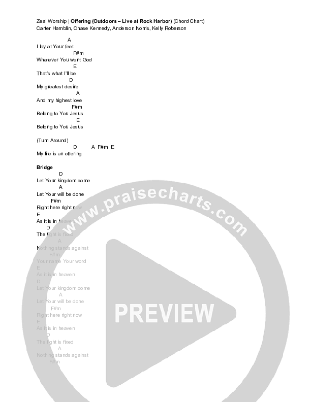 Offering (Outdoors - Live at Rock Harbor) Chord Chart (Zeal Worship)