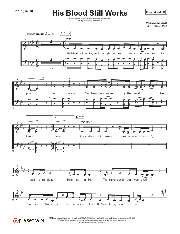 His Blood Still Works Choir Sheet (SATB) (VaShawn Mitchell)