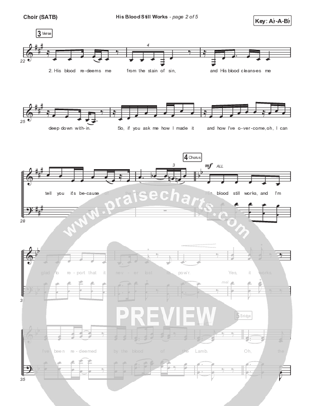 His Blood Still Works Choir Sheet (SATB) (VaShawn Mitchell)
