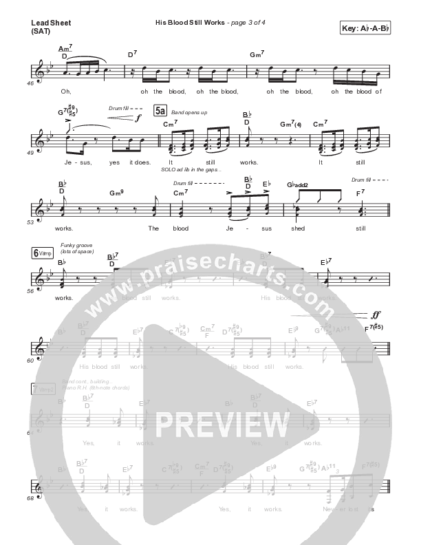 His Blood Still Works Lead Sheet (SAT) (VaShawn Mitchell)