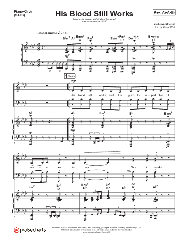 His Blood Still Works Piano/Vocal (SATB) (VaShawn Mitchell)