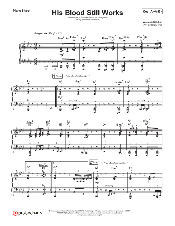 His Blood Still Works Piano Sheet (VaShawn Mitchell)
