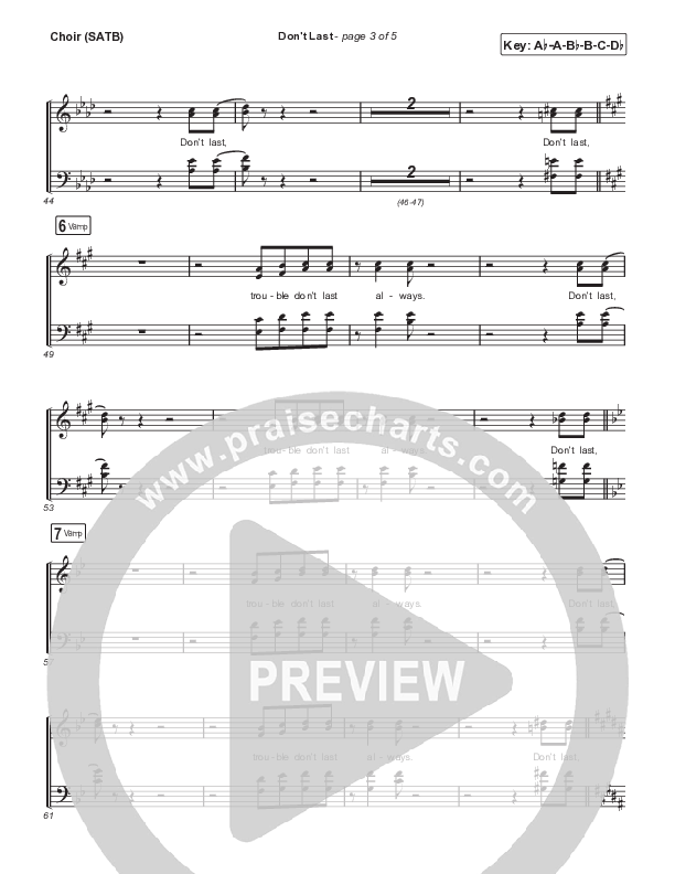 Don't Last Choir Sheet (SATB) (VaShawn Mitchell)