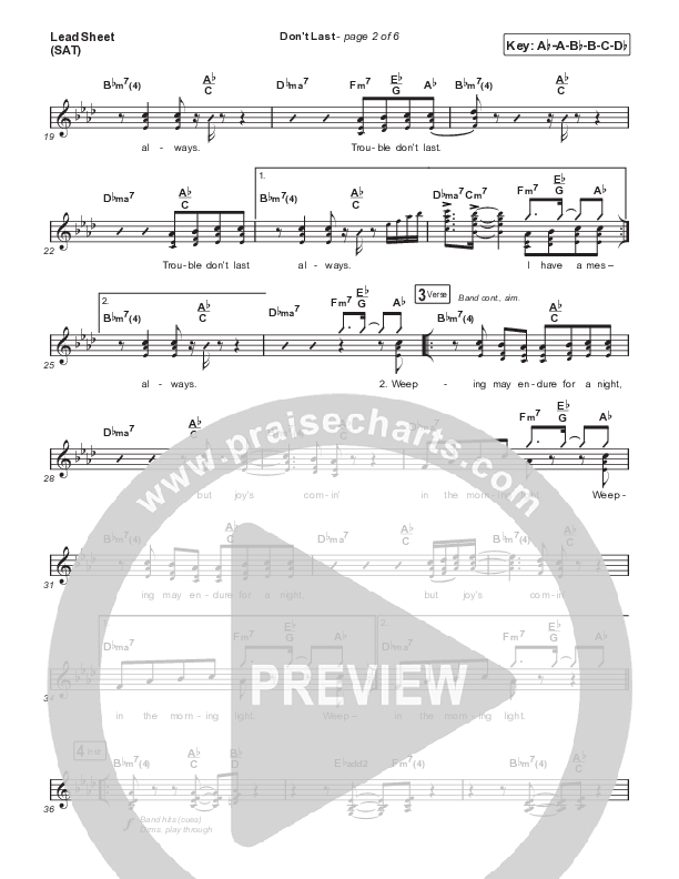 Don't Last Lead Sheet (SAT) (VaShawn Mitchell)