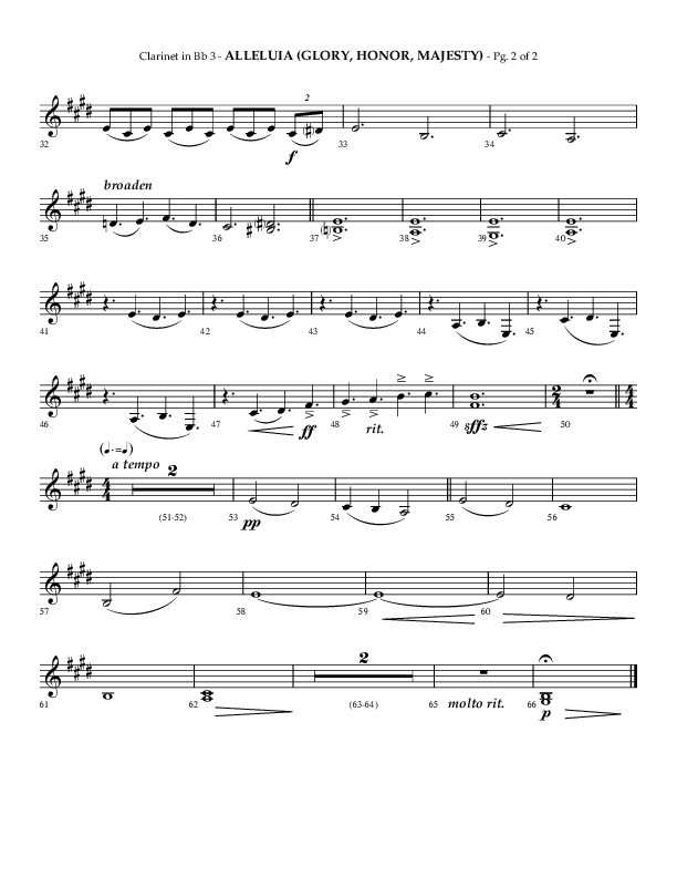 Alleluia (Glory Honor Majesty) (Choral Anthem SATB) Clarinet 3 (Lifeway Choral / Arr. Phillip Keveren / Arr. Mark Willard)