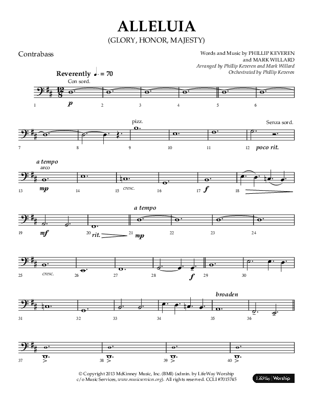 Alleluia (Glory Honor Majesty) (Choral Anthem SATB) Contrabass (Lifeway Choral / Arr. Phillip Keveren / Arr. Mark Willard)