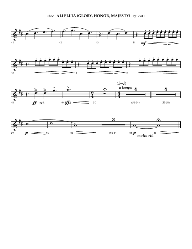 Alleluia (Glory Honor Majesty) (Choral Anthem SATB) Oboe (Lifeway Choral / Arr. Phillip Keveren / Arr. Mark Willard)