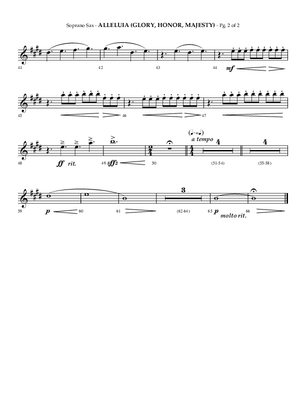 Alleluia (Glory Honor Majesty) (Choral Anthem SATB) Soprano Sax (Lifeway Choral / Arr. Phillip Keveren / Arr. Mark Willard)