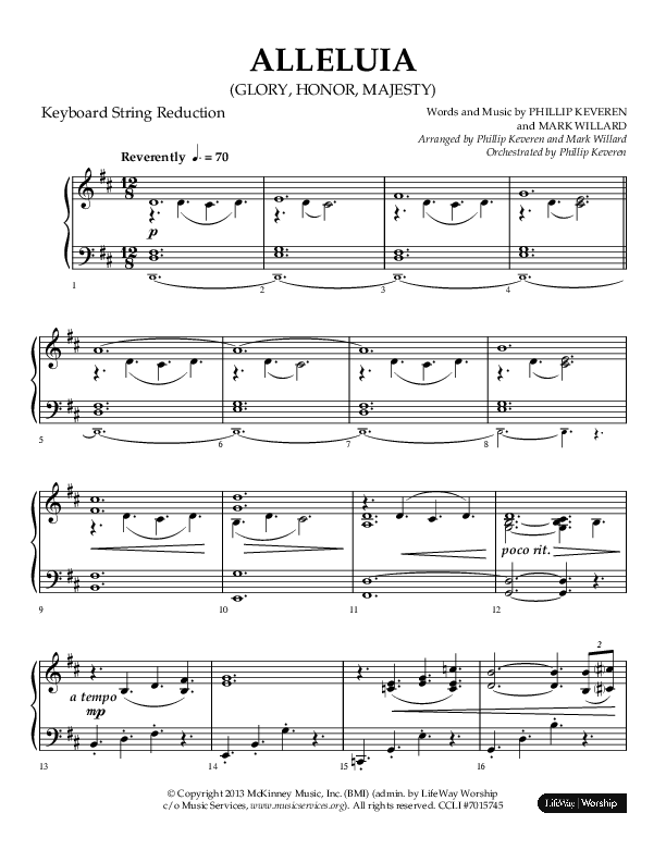 Alleluia (Glory Honor Majesty) (Choral Anthem SATB) String Reduction (Lifeway Choral / Arr. Phillip Keveren / Arr. Mark Willard)