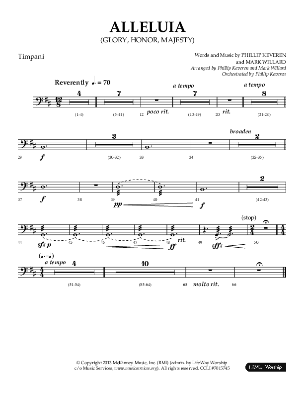 Alleluia (Glory Honor Majesty) (Choral Anthem SATB) Timpani (Lifeway Choral / Arr. Phillip Keveren / Arr. Mark Willard)