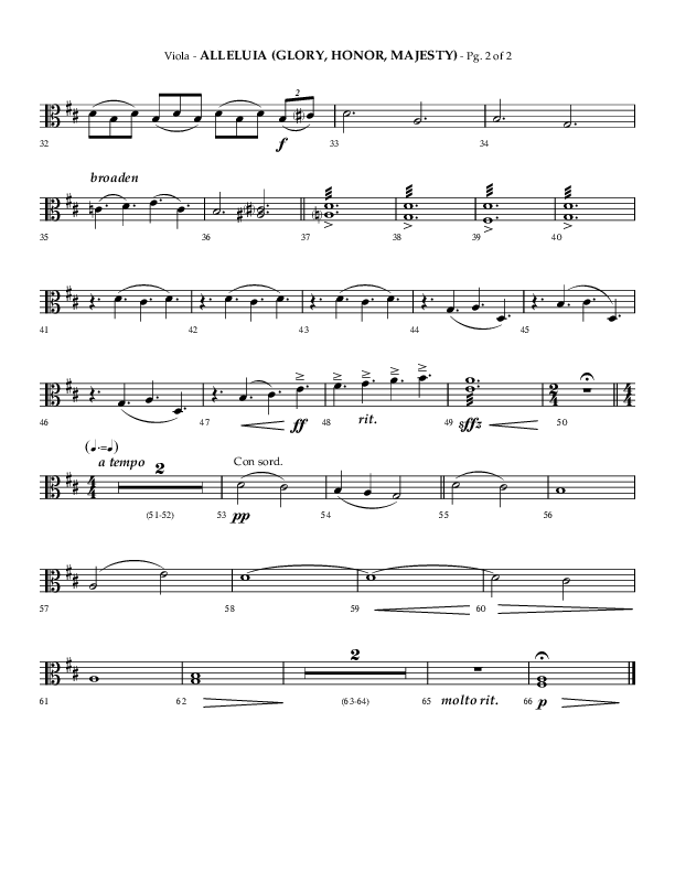Alleluia (Glory Honor Majesty) (Choral Anthem SATB) Viola (Lifeway Choral / Arr. Phillip Keveren / Arr. Mark Willard)