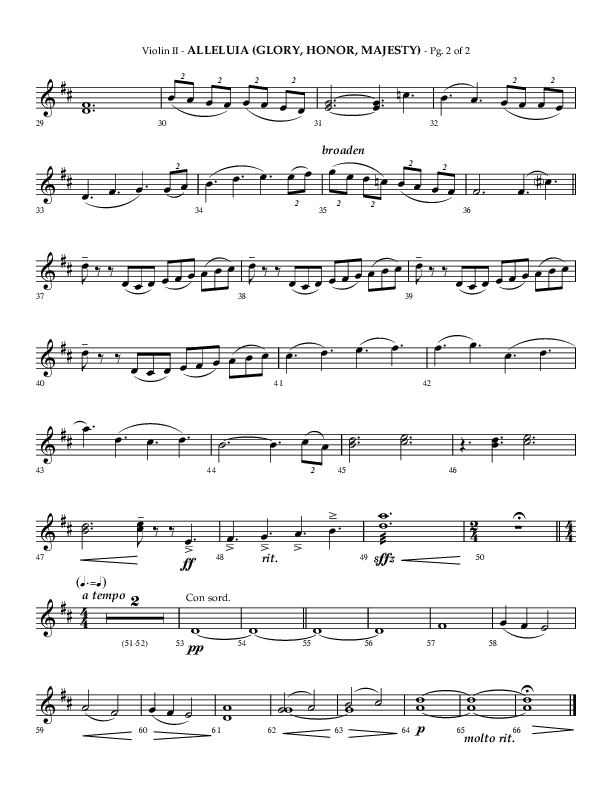 Alleluia (Glory Honor Majesty) (Choral Anthem SATB) Violin 2 (Lifeway Choral / Arr. Phillip Keveren / Arr. Mark Willard)