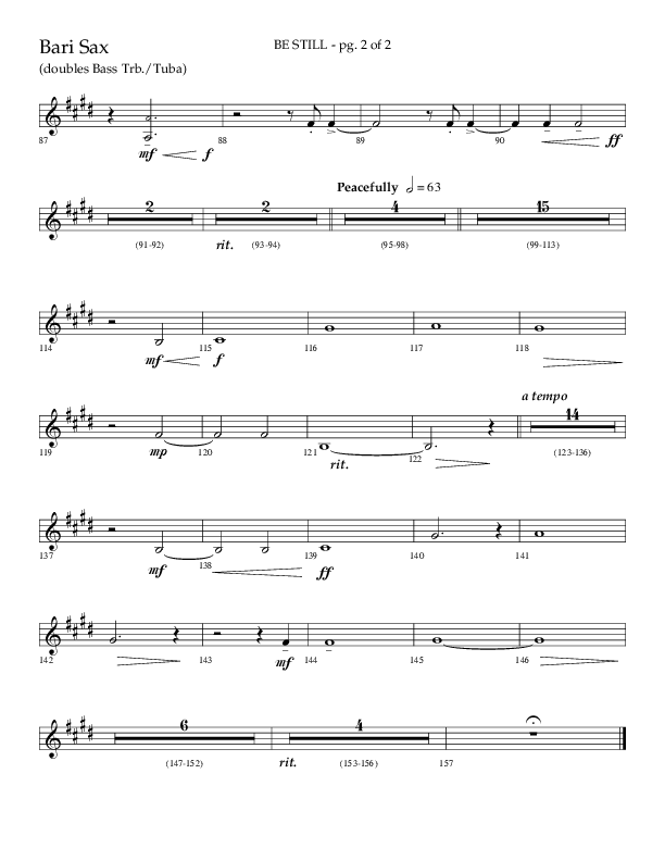 Be Still (Choral Anthem SATB) Bari Sax (Lifeway Choral / Arr. Phillip Keveren / Orch. Danny Mitchell)