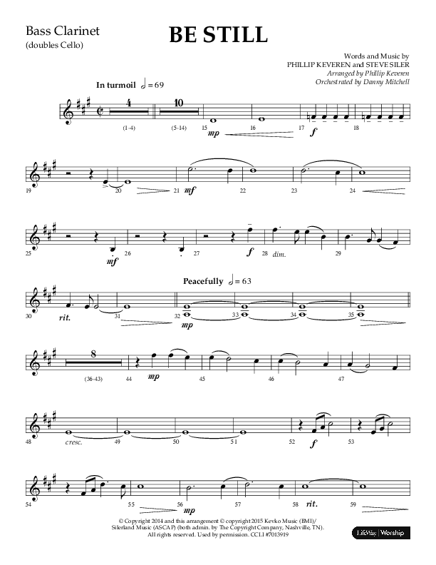 Be Still (Choral Anthem SATB) Bass Clarinet (Lifeway Choral / Arr. Phillip Keveren / Orch. Danny Mitchell)