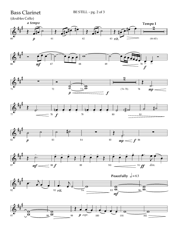 Be Still (Choral Anthem SATB) Bass Clarinet (Lifeway Choral / Arr. Phillip Keveren / Orch. Danny Mitchell)