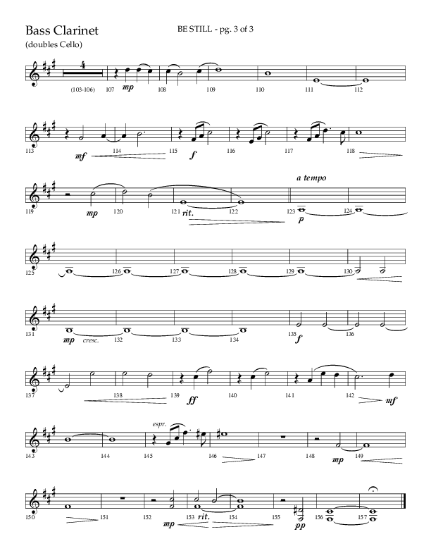 Be Still (Choral Anthem SATB) Bass Clarinet (Lifeway Choral / Arr. Phillip Keveren / Orch. Danny Mitchell)