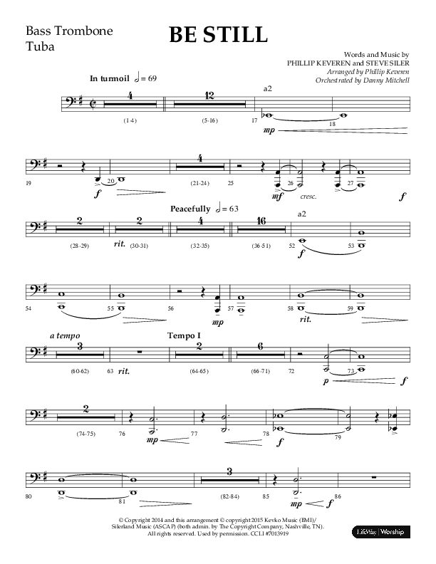 Be Still (Choral Anthem SATB) Orchestration (Lifeway Choral / Arr. Phillip Keveren / Orch. Danny Mitchell)