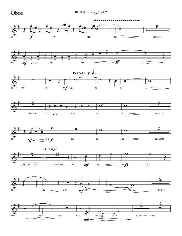 Be Still (Choral Anthem SATB) Oboe (Lifeway Choral / Arr. Phillip Keveren / Orch. Danny Mitchell)