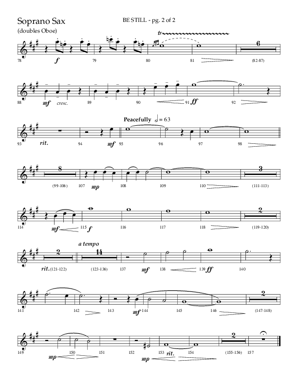 Be Still (Choral Anthem SATB) Soprano Sax (Lifeway Choral / Arr. Phillip Keveren / Orch. Danny Mitchell)