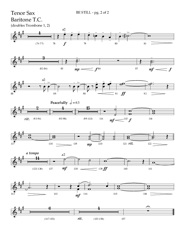 Be Still (Choral Anthem SATB) Tenor Sax/Baritone T.C. (Lifeway Choral / Arr. Phillip Keveren / Orch. Danny Mitchell)