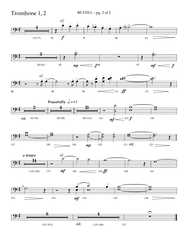 Be Still (Choral Anthem SATB) Trombone 1/2 (Lifeway Choral / Arr. Phillip Keveren / Orch. Danny Mitchell)
