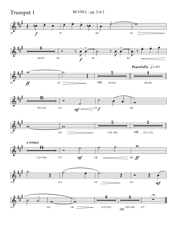 Be Still (Choral Anthem SATB) Trumpet 1 (Lifeway Choral / Arr. Phillip Keveren / Orch. Danny Mitchell)
