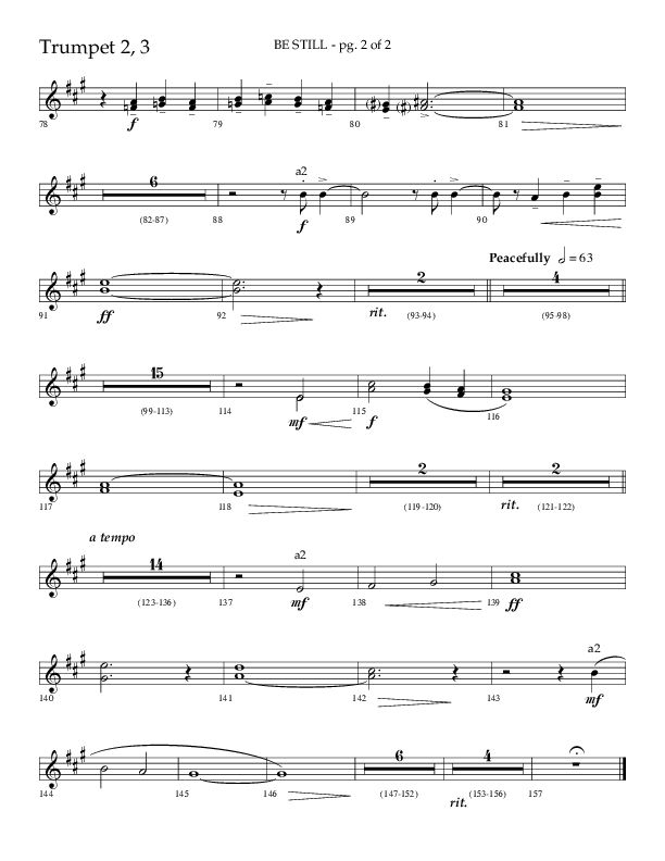 Be Still (Choral Anthem SATB) Trumpet 2/3 (Lifeway Choral / Arr. Phillip Keveren / Orch. Danny Mitchell)