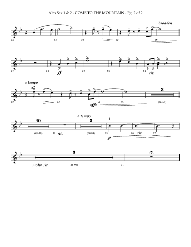 Come To The Mountain (Choral Anthem SATB) Alto Sax 1/2 (Lifeway Choral / Arr. Phillip Keveren)