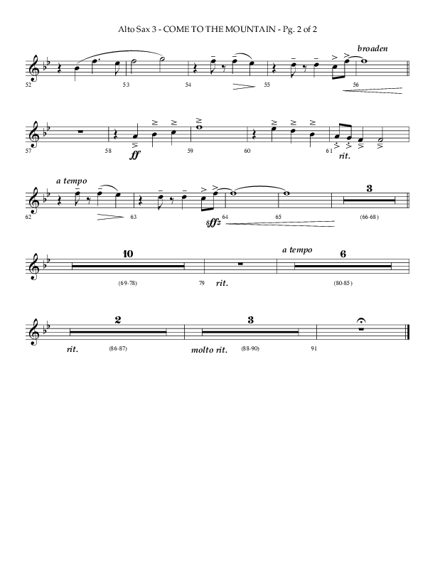 Come To The Mountain (Choral Anthem SATB) Alto Sax (Lifeway Choral / Arr. Phillip Keveren)
