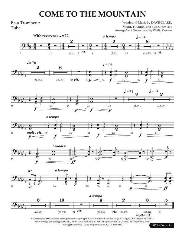 Come To The Mountain (Choral Anthem SATB) Orchestration (Lifeway Choral / Arr. Phillip Keveren)