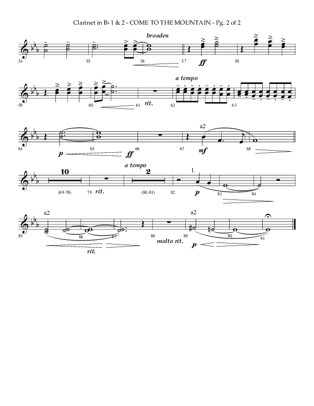 Come To The Mountain (Choral Anthem SATB) Clarinet 1/2 (Lifeway Choral / Arr. Phillip Keveren)